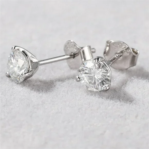 Certified 1ct. t.w. Moissanite Diamond Round Stud Earrings NEW - Picture 7 of 12